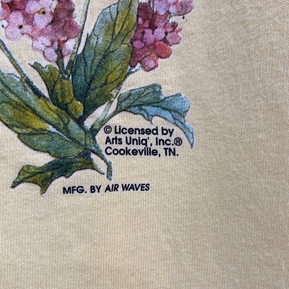 VTG Anvil Air Waves Yellow Bird Flower Graphic Print Cotton Coastal T-Shirt L - Picture 5 of 10